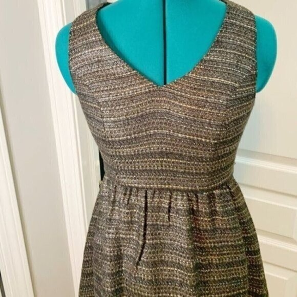 Anthropologie Moulinette Soeurs Shimmer Metallic Tweed Fit and Flare Dress - Picture 2 of 15